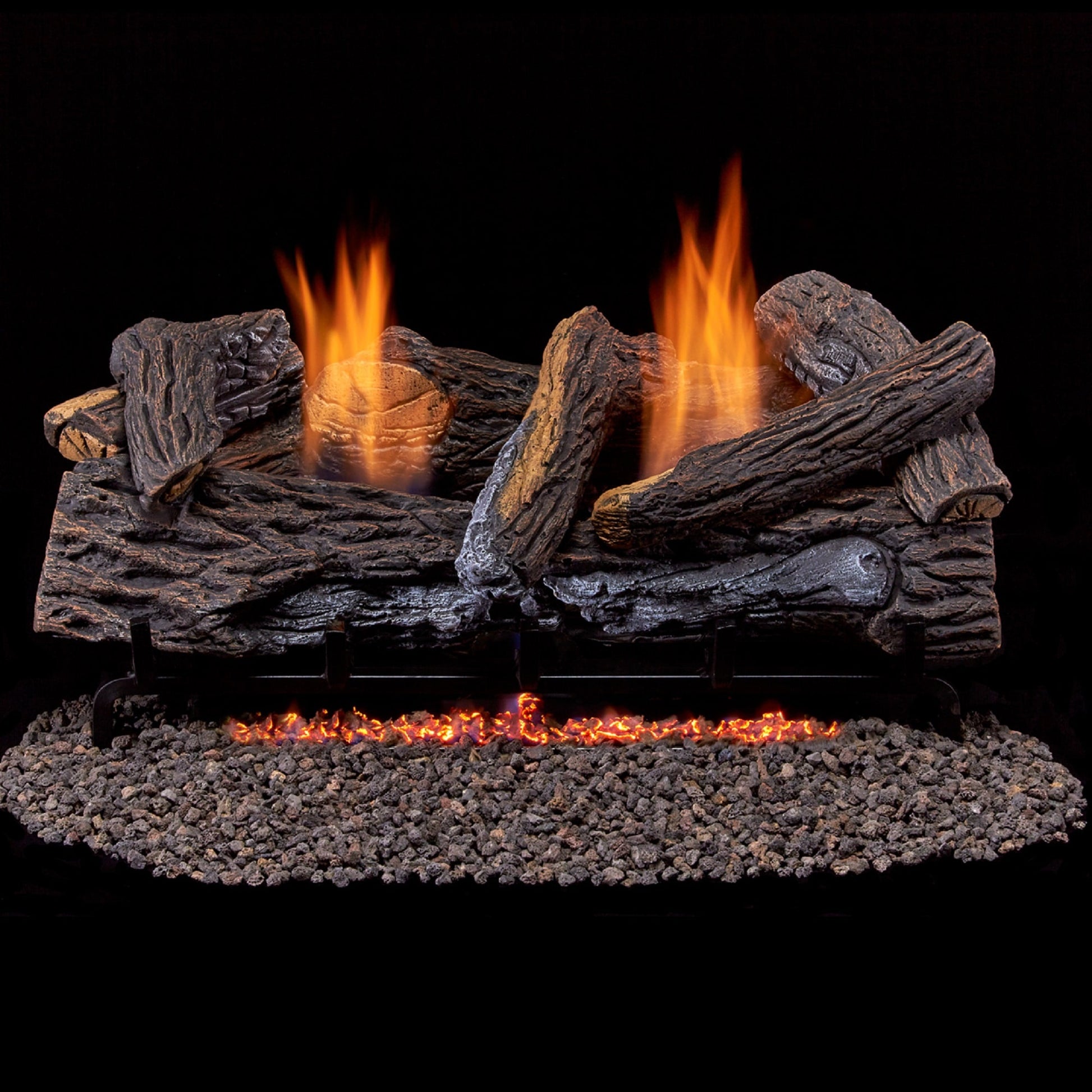 Duluth Forge 24-in 33000-BTU Dual Fuel Dual-Burner Vent-free Gas Fireplace Logs with Thermostat and Remote DLS-24R-2