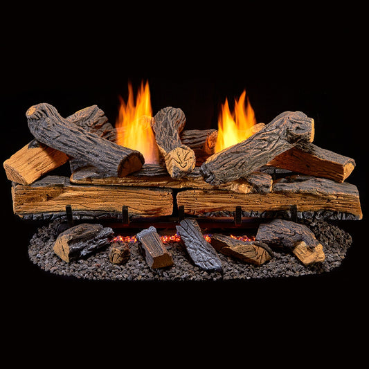 Duluth Forge 30-in 33000-BTU Dual Fuel Dual-Burner Vent-free Gas Fireplace Logs with Thermostat DLS-30T-1