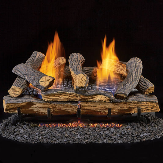 Duluth Forge 24-in 33000-BTU Dual Fuel Dual-Burner Vent-free Gas Fireplace Logs with Thermostat DLS-24T-1