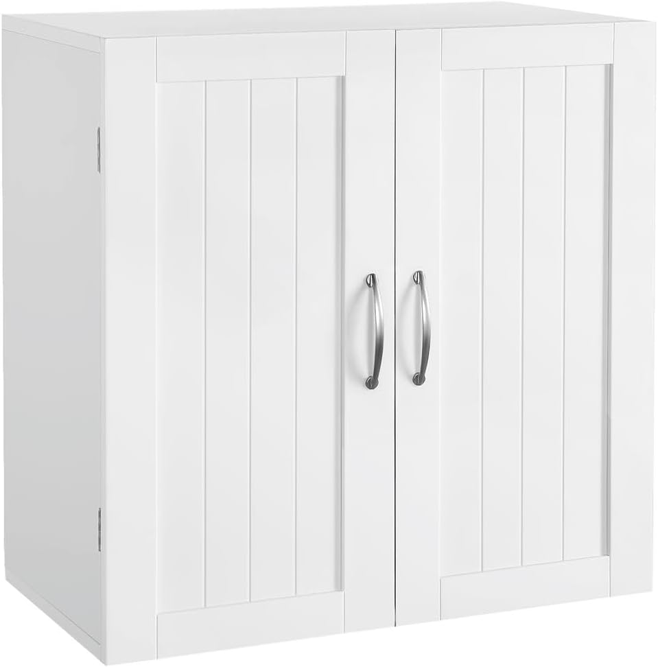 Yaheetech Bathroom Wall Cabinet, Kitchen Storage Cupboard Cabinet with 2 Doors, Wall Mount Storage Cabinet for Bathroom, Kitchen, Living Room, White
