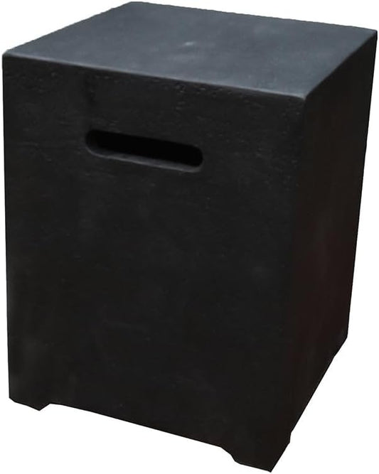 Elementi Dark Grey Propane Tank Cover Fire Pit Accessories Square 20 Inches Concrete Outdoor Side Table Fits Standard 20 Pound Propane Tank Hideaway Table