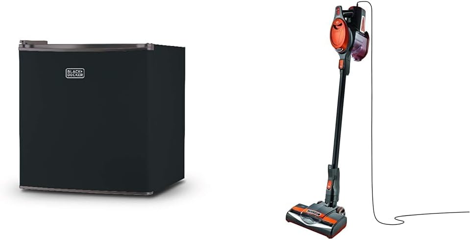 BLACK+DECKER BCRK17B Compact Refrigerator Energy Star Single Door Mini Fridge with Freezer & Shark HV301 Rocket Ultra-Light Corded Bagless Vacuum for Carpet and Hard Floor Cleaning