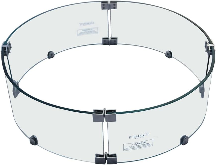 Elementi Outdoor Lunar Bowl Fire Tempered Glass Round 30 x 30 x 7 inches Heavy Duty Firepit Table Accessory Wind Screen, Clear (Model: Lunar Bowl Fire Table Wind Screen)