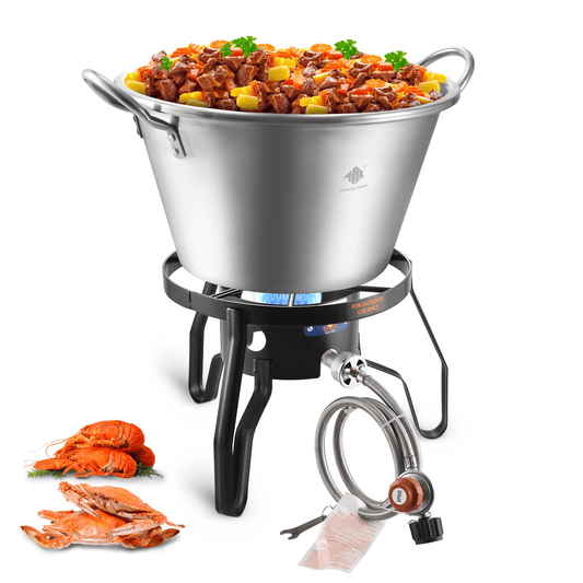 41QT Outdoor Wok and Propane Stove Outdoor Cooker Set, 21" Heavy Duty Mexican Cazo Para Carnitas, Great for Carnitas Braising,Sea Food Boiling, Inoxidable Wok comal Fry