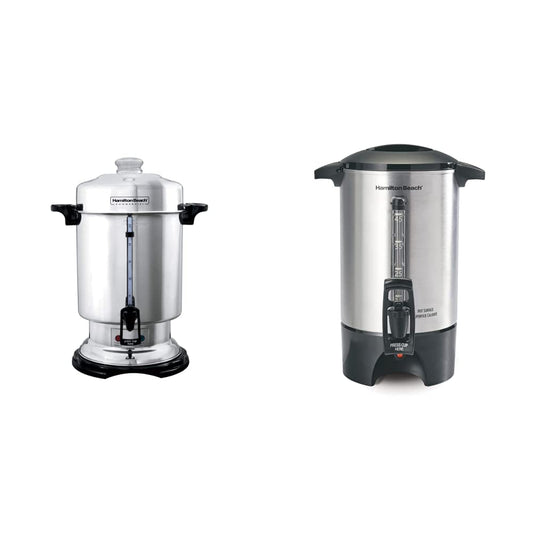 Hamilton Beach 60 Cup Commercial Coffee Urn & 40519C 45 Cup Coffee Urn and Hot Beverage Dispenser, Silver