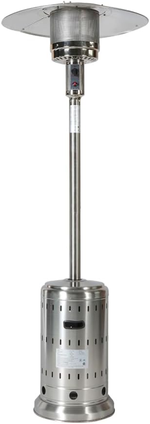 Outdoor 48,000 BTU Propane Patio Heater – Stainless Steel Burner with Wheels & Protective Cover, Triple Safety Protection for Garden, Restaurant & Residential Use