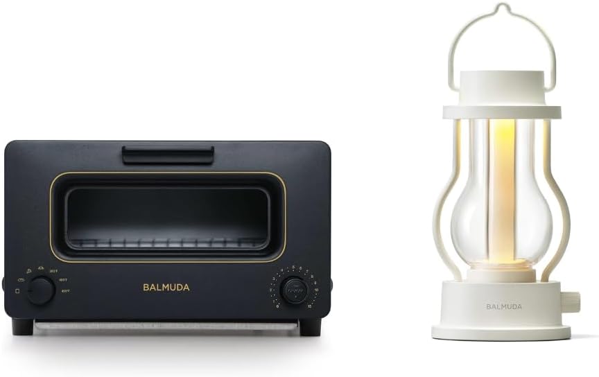 BALMUDA Combo Pack: The Toaster Black & The Lantern White | Steam Toaster & Rechargeable LED Lantern
