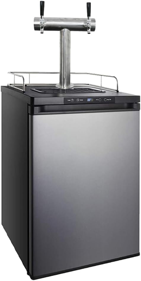 Beer Kegerator, Two Tap Draft Beer Dispenser,All Stainless Steel 4 keg beer dispenser, 32°F- 50°F Temperature Control Coller, 170L