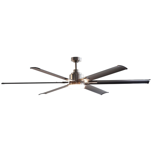 Matrix Decor 72-in Brushed Chrome with Black Blades Integrated LED Indoor Smart Ceiling Fan with Light and Remote (6-Blade) MDBBCPD1719-I