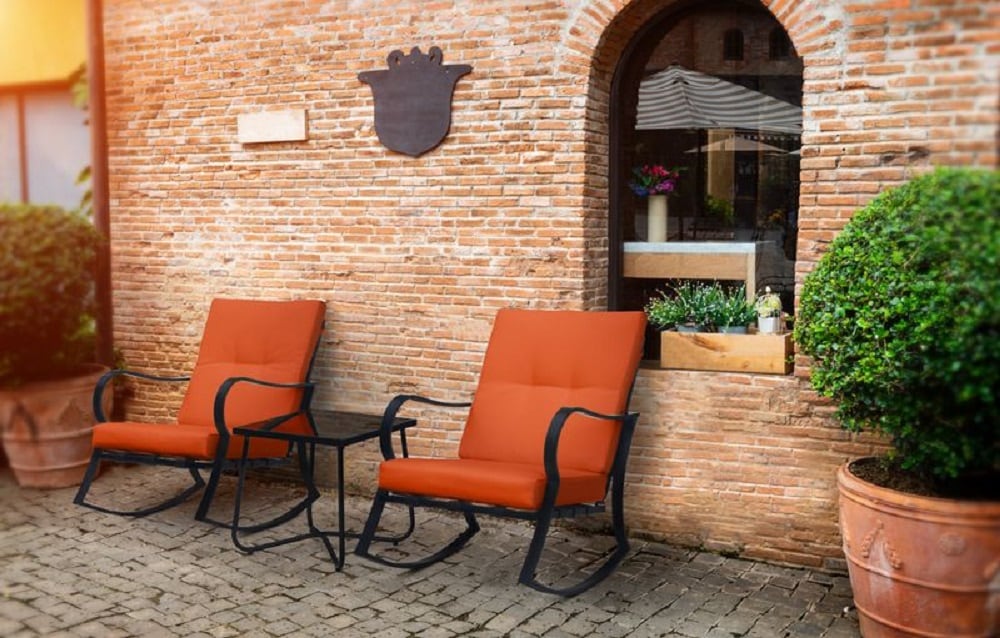 Saint Birch 3 -Piece Patio Conversation Set with Orange Cushions