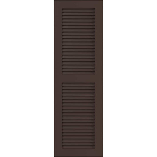 Ekena Millwork 15-in W x 67-in H Raisin Brown Louvered Exterior Shutters ( 2 -Pack )