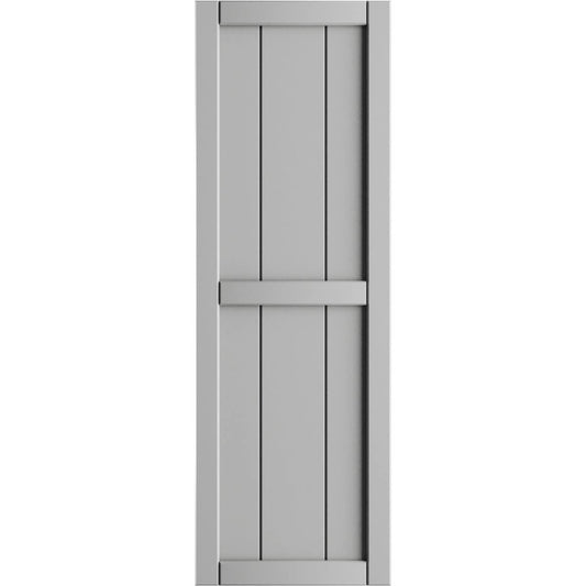 Ekena Millwork 21.5-in W x 47-in H Hailstorm Gray Board and batten Framed Exterior Shutters ( 2 -Pack )