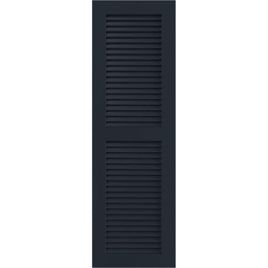 Ekena Millwork 12-in W x 78-in H Starless Night Blue Louvered Exterior Shutters ( 2 -Pack )