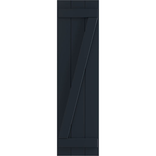 Ekena Millwork 16.125-in W x 32-in H Starless Night Blue Board and batten Z-bar Exterior Shutters ( 2 -Pack )