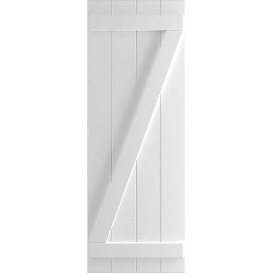 Ekena Millwork 21.5-in W x 36-in H White Paintable/Stainable Board and batten Z-bar Exterior Shutters ( 2 -Pack )