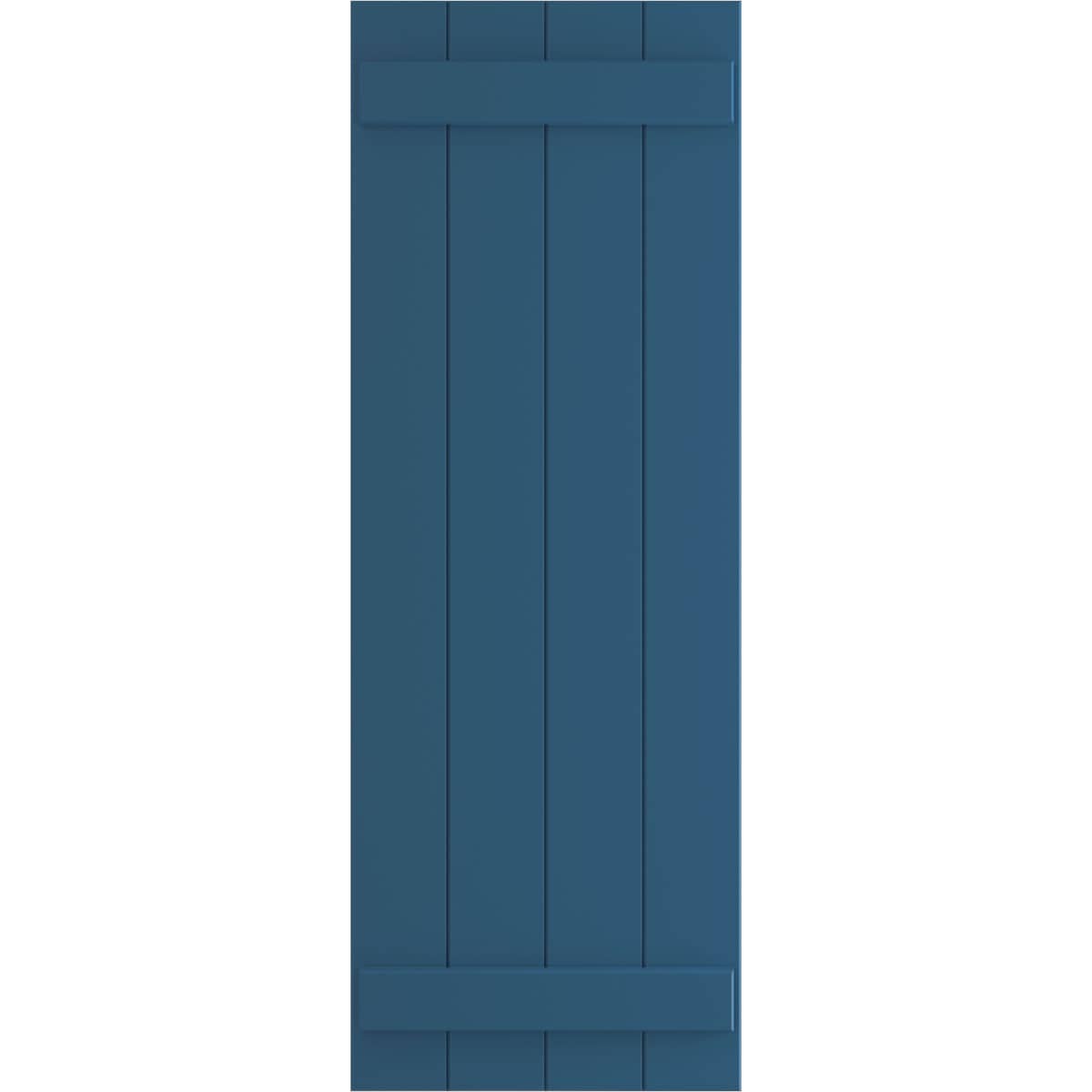 Ekena Millwork 21.5-in W x 35-in H Sojourn Blue Board and batten Exterior Shutters ( 2 -Pack )