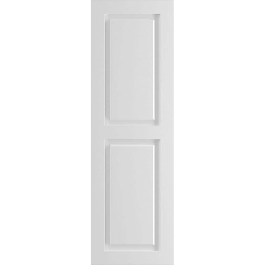 Ekena Millwork 12-in W x 77-in H White Paintable/Stainable Raised panel Exterior Shutters ( 2 -Pack )