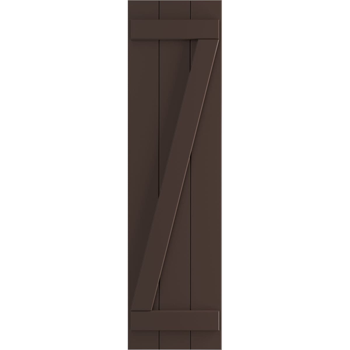 Ekena Millwork 16.125-in W x 35-in H Raisin Brown Board and batten Z-bar Exterior Shutters ( 2 -Pack )