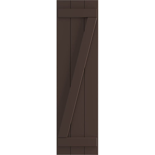 Ekena Millwork 16.125-in W x 35-in H Raisin Brown Board and batten Z-bar Exterior Shutters ( 2 -Pack )