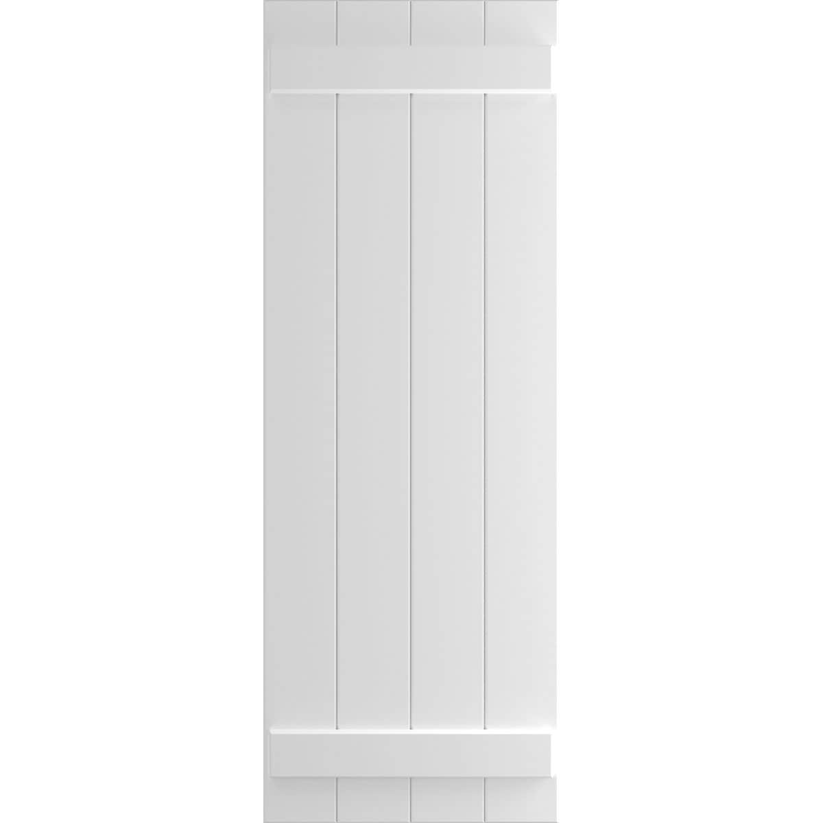 Ekena Millwork 21.5-in W x 49-in H White Paintable/Stainable Board and batten Exterior Shutters ( 2 -Pack )