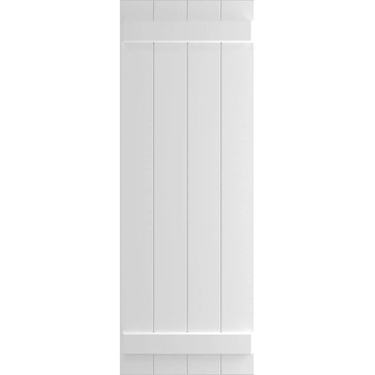 Ekena Millwork 21.5-in W x 49-in H White Paintable/Stainable Board and batten Exterior Shutters ( 2 -Pack )