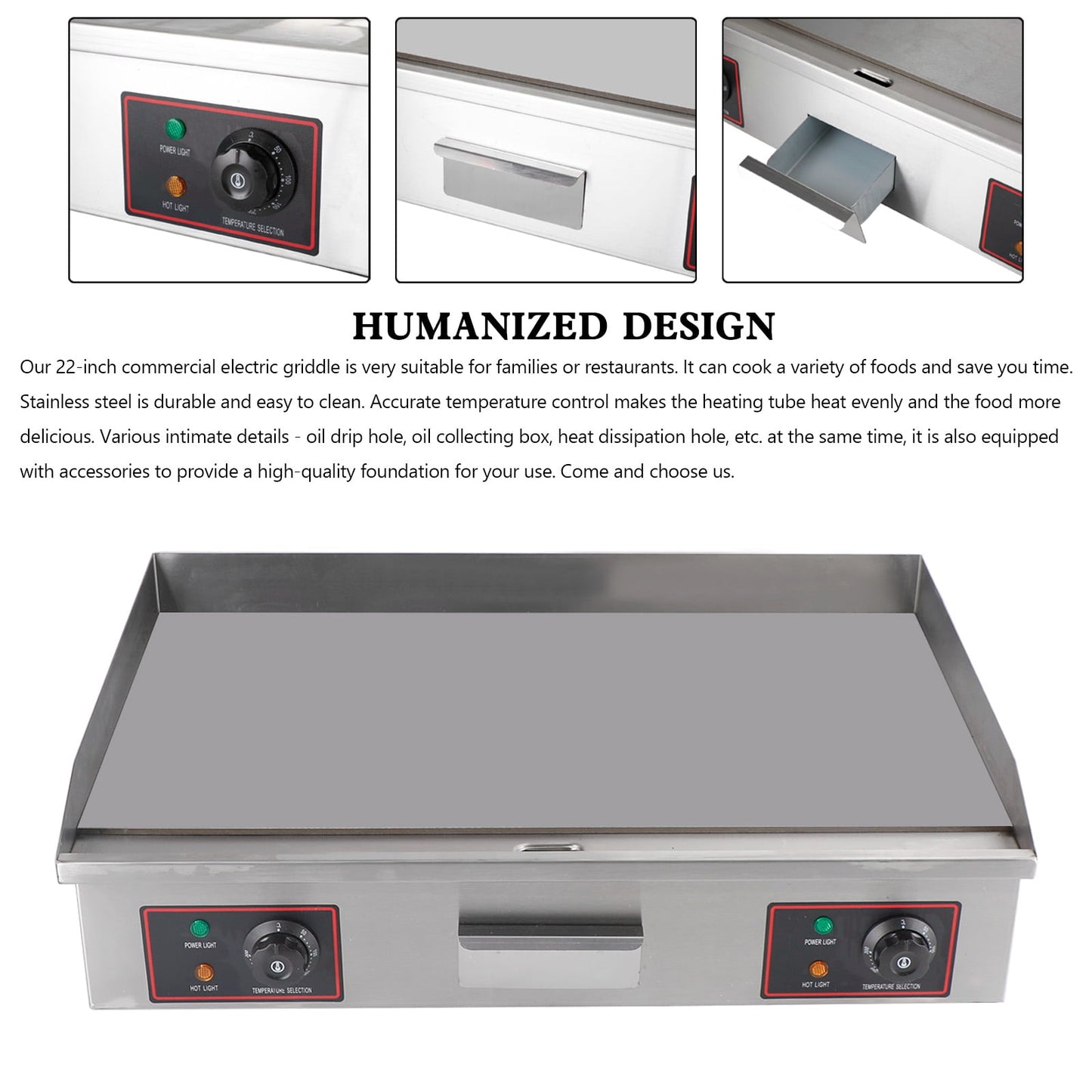 4400W 30" Commercial Electric Countertop Griddle High performance Countertop Grill