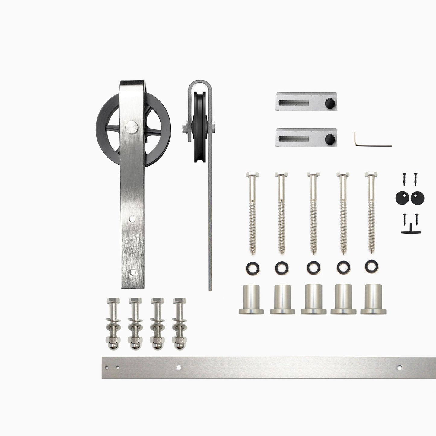HOMACER 84-in Brushed Nickel Indoor Spoke Wheel Single Barn Door Hardware Kit HL1DNZ084C
