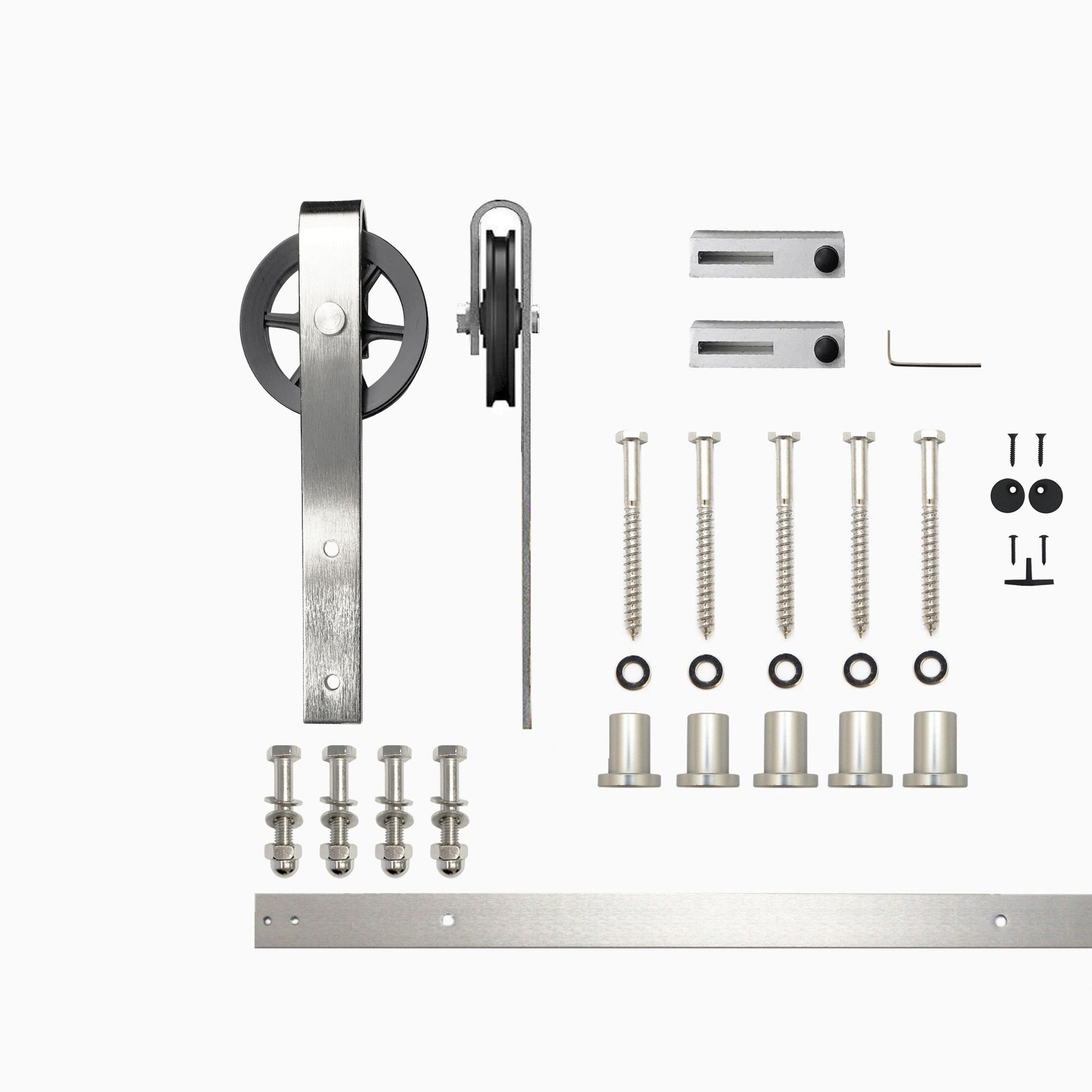 HOMACER 84-in Brushed Nickel Indoor Spoke Wheel Single Barn Door Hardware Kit HL1DNZ084C