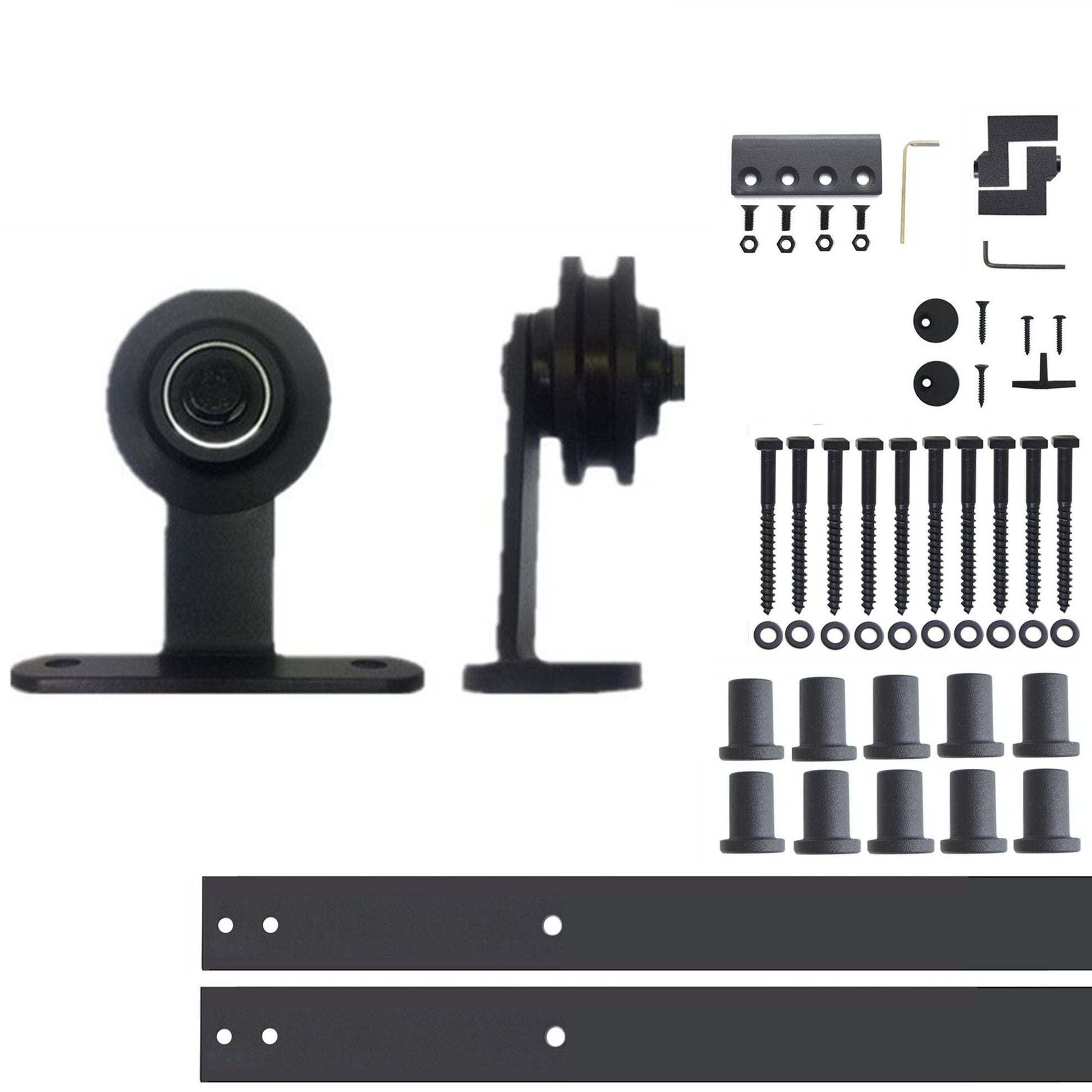 HOMACER 156-in Rustic Black Indoor Top Mount Single Barn Door Hardware Kit DZ1TGH156C