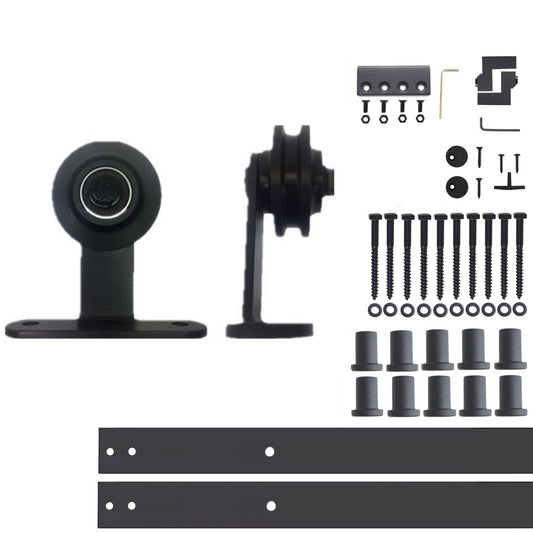 HOMACER 156-in Rustic Black Indoor Top Mount Single Barn Door Hardware Kit DZ1TGH156C