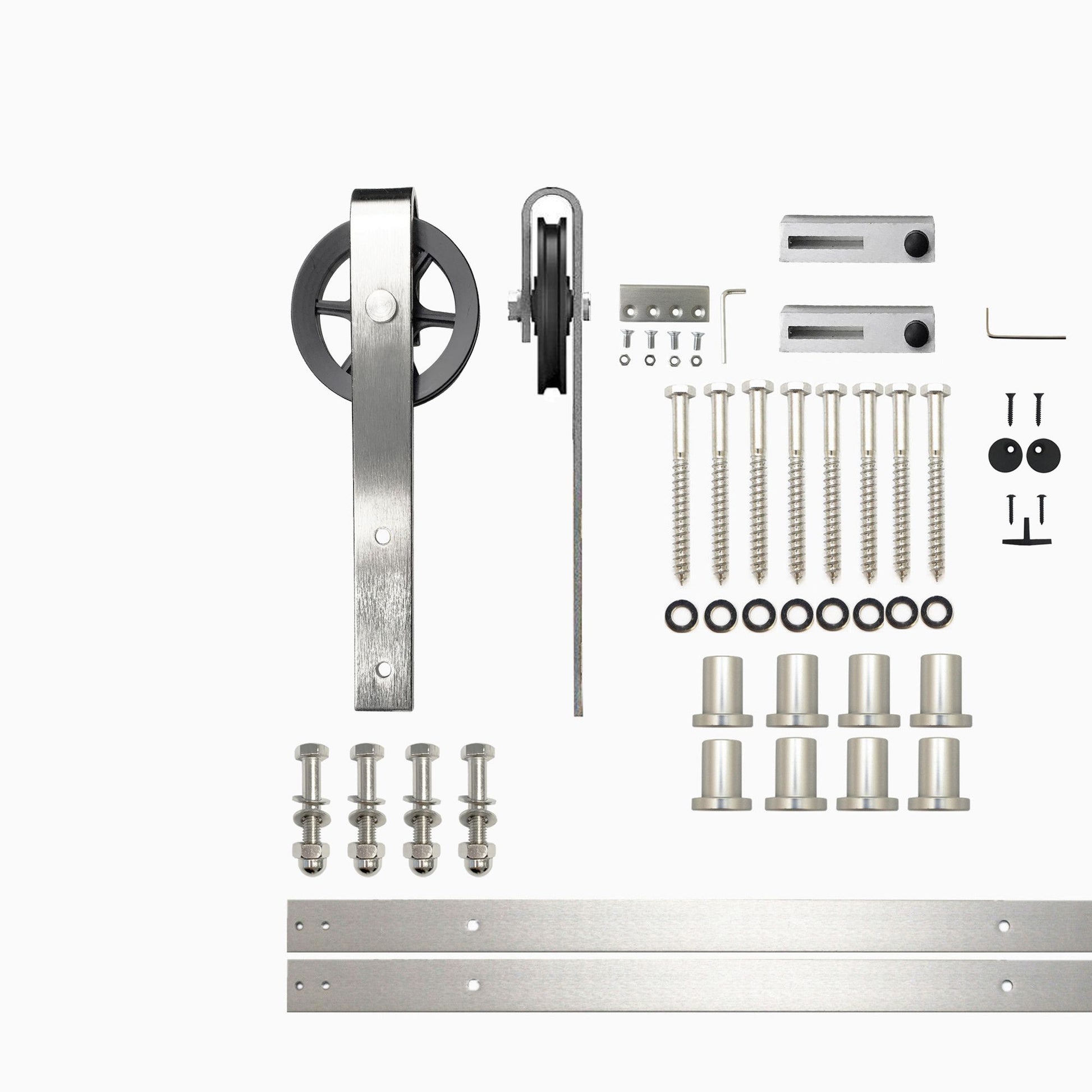 HOMACER 132-in Brushed Nickel Indoor Spoke Wheel Single Barn Door Hardware Kit HL1DNZ132C