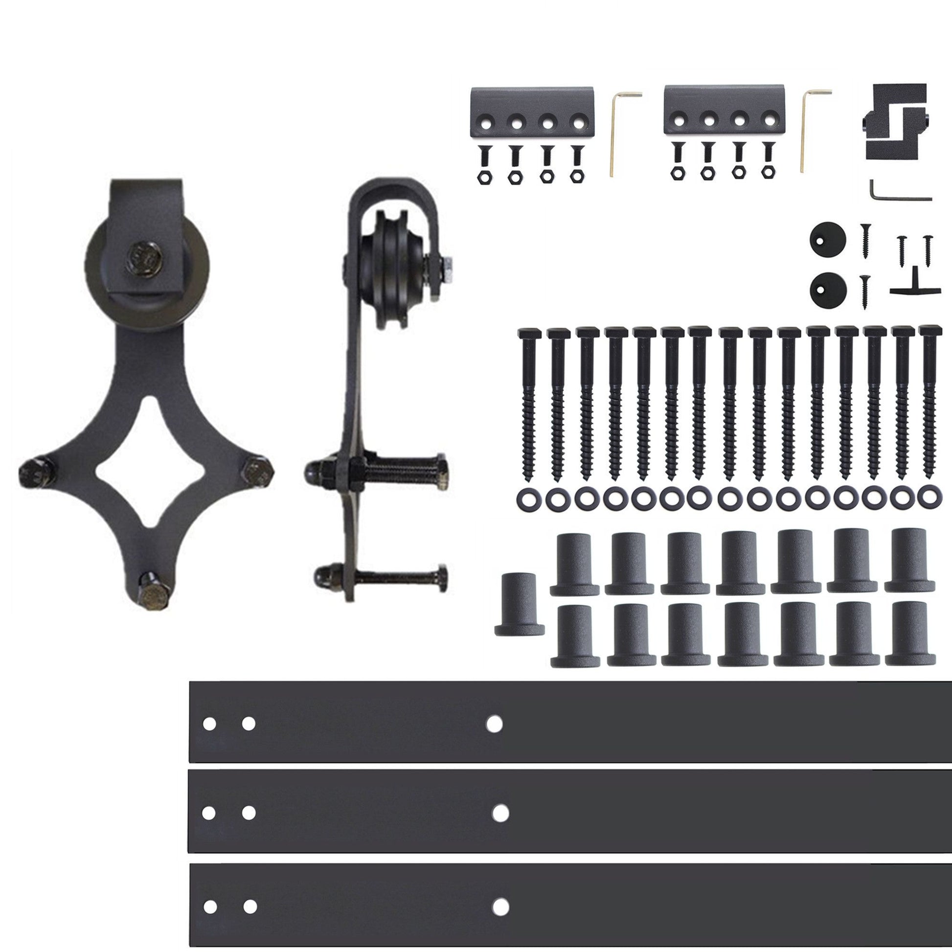 HOMACER 216-in Rustic Black Indoor Diamond Single Barn Door Hardware Kit LX1TGH216C