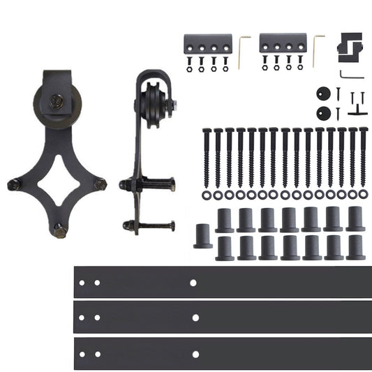 HOMACER 216-in Rustic Black Indoor Diamond Single Barn Door Hardware Kit LX1TGH216C