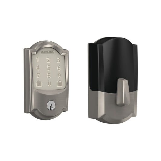 Schlage Encode Customizable Keying Camelot Satin Nickel Smart Lock Electronic Deadbolt with Wifi Bluetooth Touchscreen Keypad BE489WB CAM 619 G
