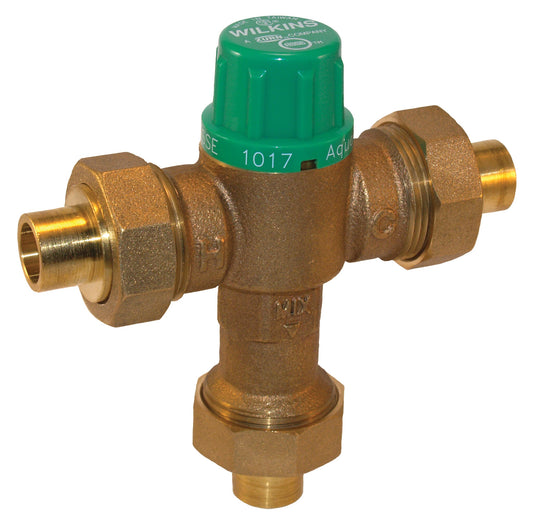 Zurn Wilkins AquaGard#174 Model ZW1017XL 3/4-in ID Copper sweat x 3/4-in OD Copper sweat Bronze Thermostatic mixing valve