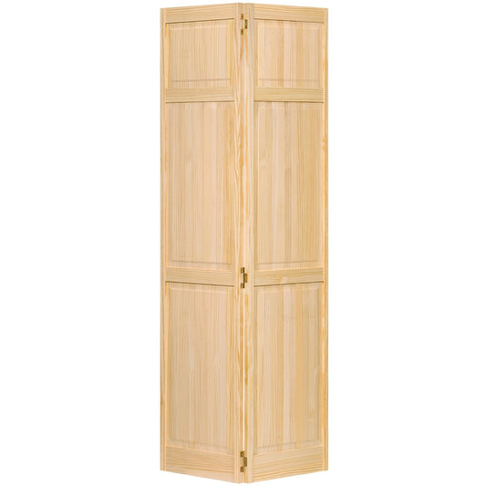 Kimberly Bay Traditional 30-in x 96-in Clear 6-panel Textured Solid core Unfinished Pine Wood Closet Bifold Door ( Hardware Included )