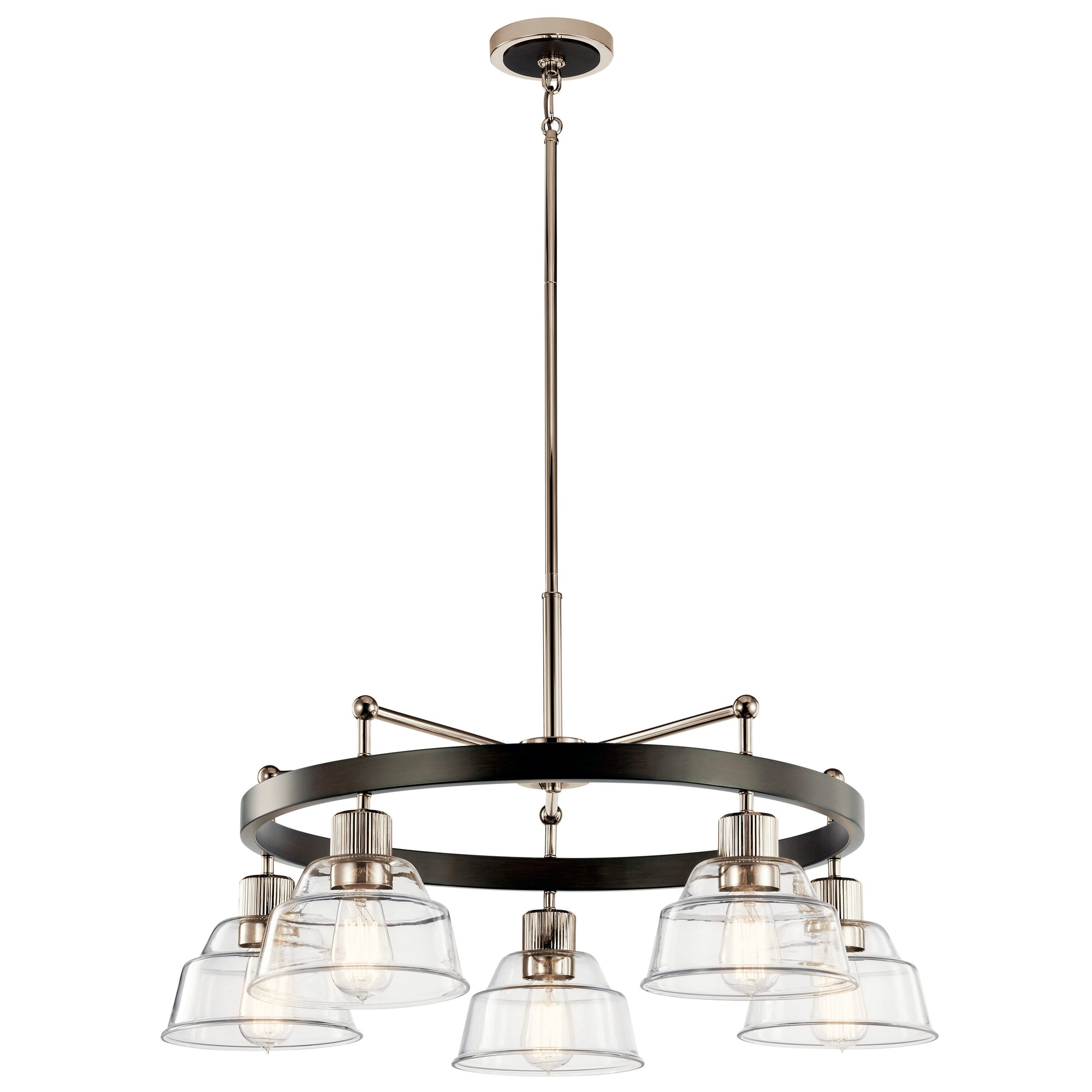 Kichler Eastmont 5 -Light Polished Nickel Industrial For Use in Bedrooms, Dining Rooms, Foyers, Kitchens, Living Rooms Chandelier 4663025