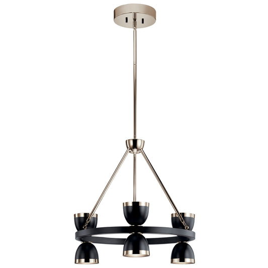 Kichler Baland 6 -Light Black Mid-century Integrated LED For Use in Bedrooms, Dining Rooms, Foyers, Kitchens, Living Rooms Chandelier 4663046
