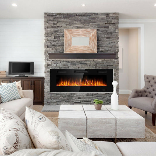 Clihome 50-in W Black Fan-forced Electric Fireplace CWCH-EPA24705