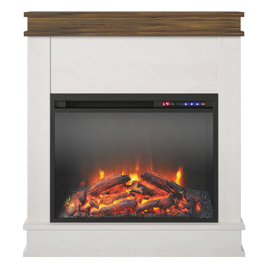 Ameriwood Home 29.69-in W Ivory Oak Fan-forced Electric Fireplace 1277500COM