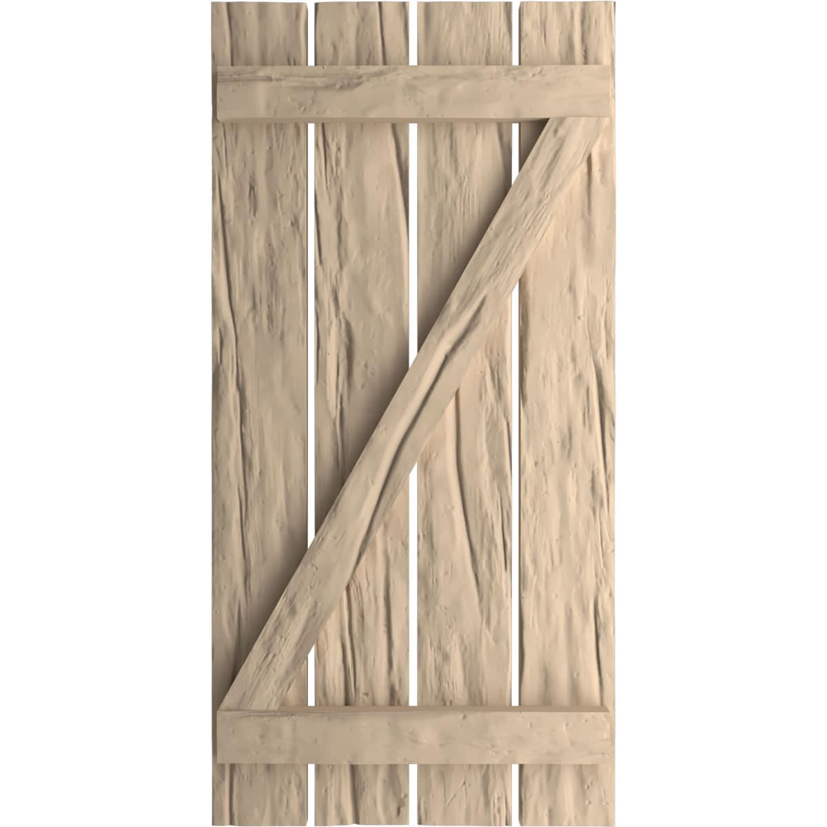 Ekena Millwork 23.5-in W x 50-in H Riverwood Paintable/Stainable Board and batten Z-bar Exterior Shutters ( 2 -Pack )