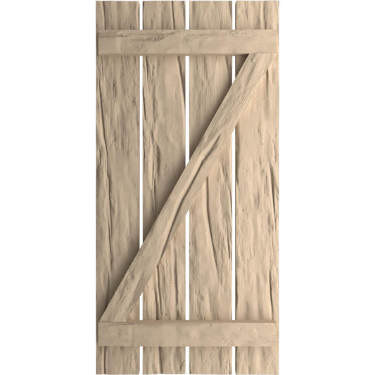 Ekena Millwork 23.5-in W x 50-in H Riverwood Paintable/Stainable Board and batten Z-bar Exterior Shutters ( 2 -Pack )