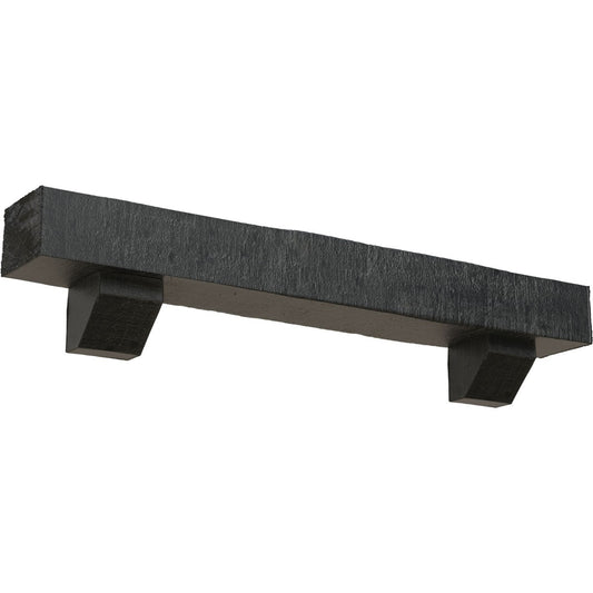 Ekena Millwork 72-in W x 6-in H x 10-in D Ash (Aged) Hollow Urethane Rustic Fireplace Mantel MANURC06X10X72ASES