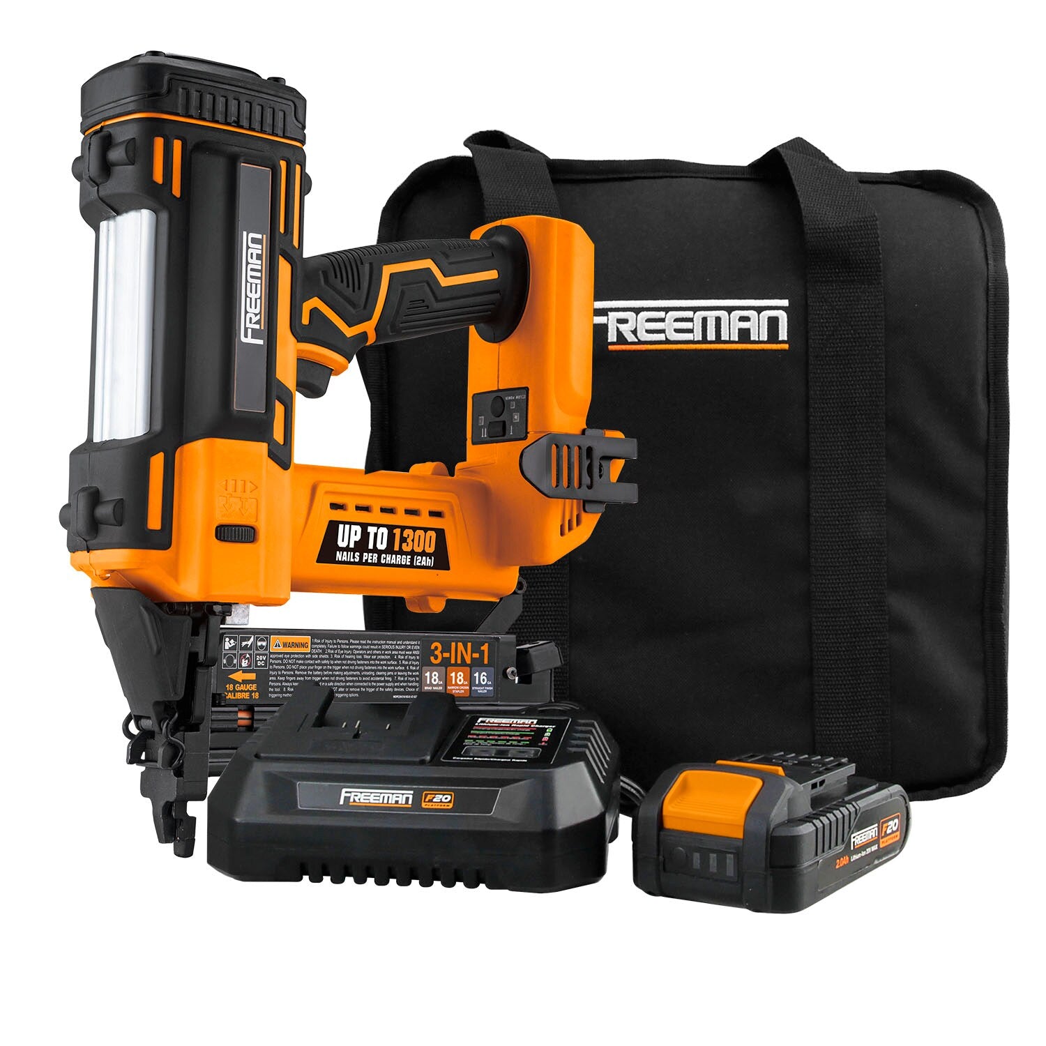 FREEMAN 3 in 1 2-in 18-Gauge Cordless Brad Nailer (Battery & Charger Included) PE20V31618G