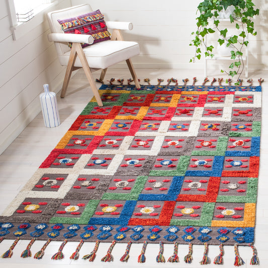 Safavieh Casablanca Altair 8 x 10 (ft) Loomed Wool Blue/Green Rectangular Indoor Abstract Bohemian/Eclectic Area rug