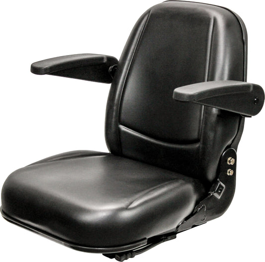 Universal Construct/Mower Seat - Heavy-Duty Black Vinyl, High-Density Foam Cushions, Steel Pan Seat 8561.KMM