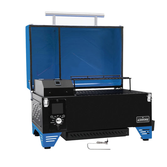 ASMOKE AS350 256-Sq in Navy Blue Pellet Grill AS350-BLU