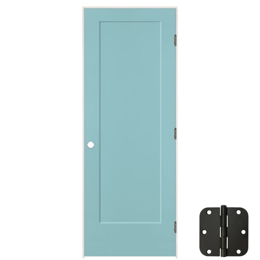Masonite 30-in x 80-in Sea Mist Solid core 1-panel square Left hand Smooth Prefinished Molded composite Flat Jamb Single Prehung Interior Door