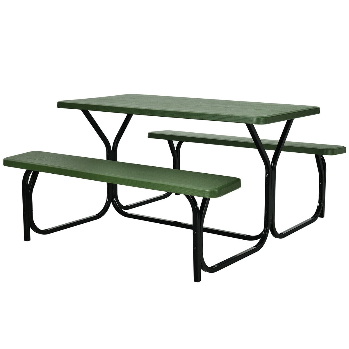 WELLFOR 54-in Green Plastic Rectangle Picnic Table