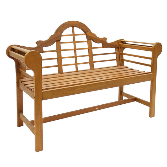 Minuteman International Natural Oil Wooden Lutyens Bench 54-in W x 38.5-in H Natural Oil Eucalyptus Garden Bench